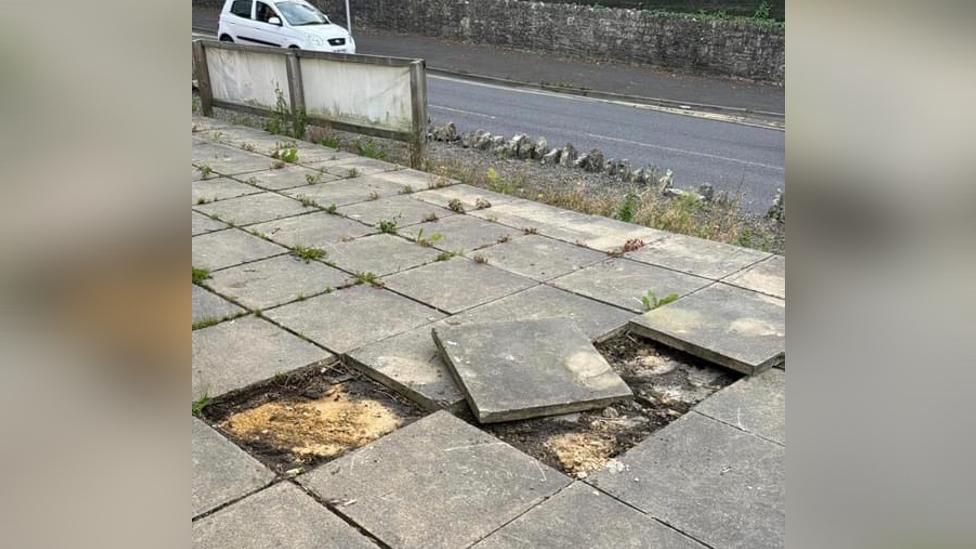 Patio slabs removed outside vets