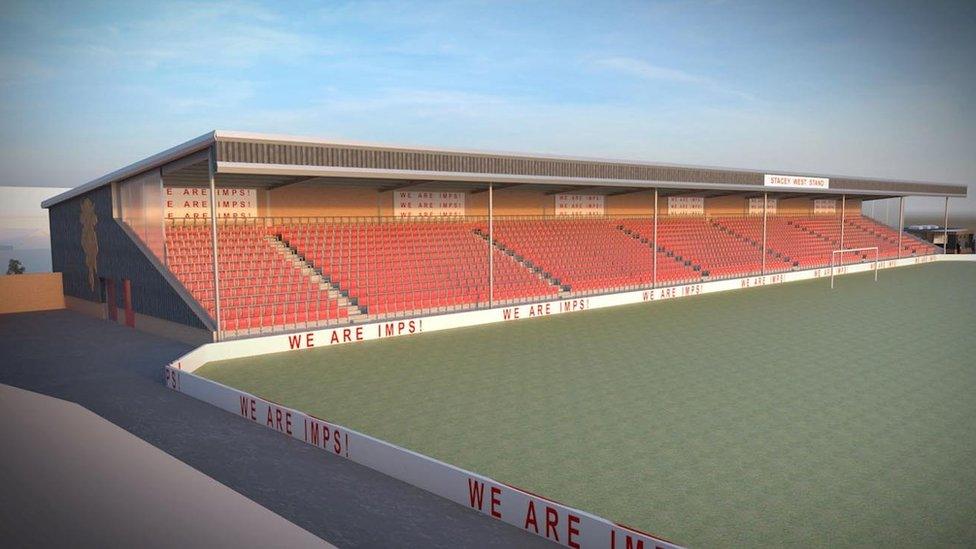 A proposed redevelopment of Sincil Bank's Stacey West Stand