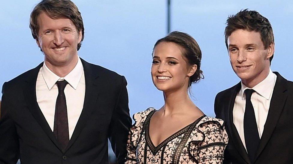 Director Tom Hooper (The King's Speech) attended the premiere of The Danish Girl with stars Alicia Vikander and Eddie Redmayne in Venice