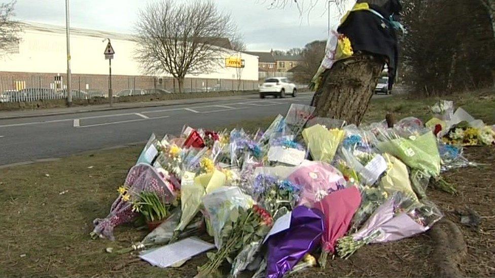 Flowers at scene of crash