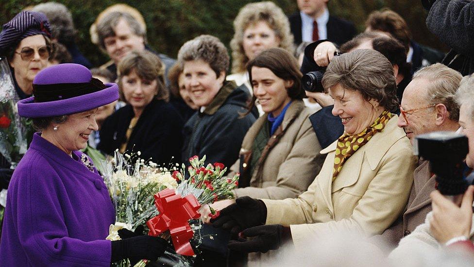 The Queen visiting the public near Sandringham, Norfolk