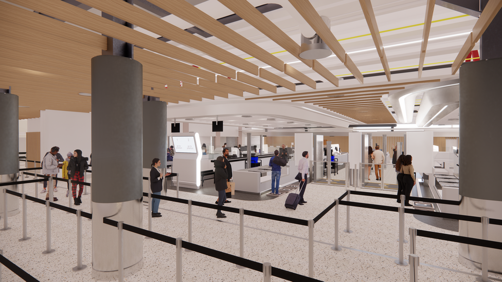 Artists Impression of the new security hall at East Midlands Airport