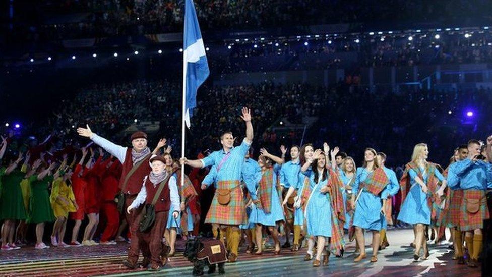 Team Scotland at the opening ceremony