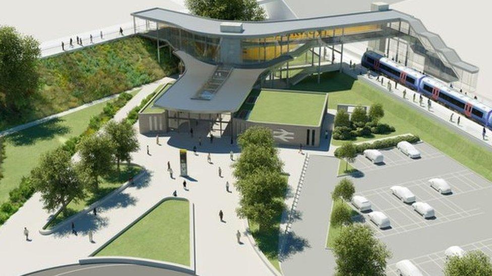 Artist's impression of the proposed Worcestershire Parkway rail station