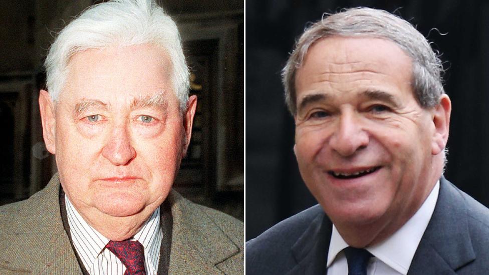 Lord Bramall, left, and Lord Brittan