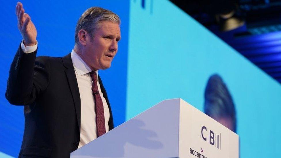 Labour leader Sir Keir Starmer delivers a speech during the Confederation of British Industry (CBI) annual conference