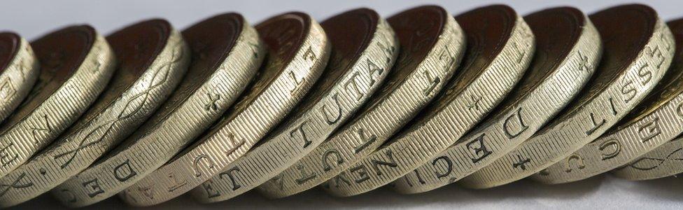 row of pound coins