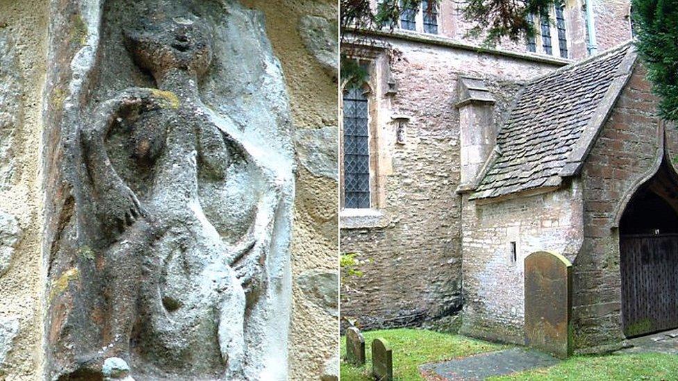 Sheela-na-gig at Oaksey in Wiltshire