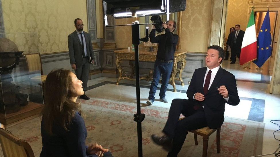 Katya Adler interviews Italian PM Matteo Renzi, Palazzo Chigi, Rome, 28 September 2016