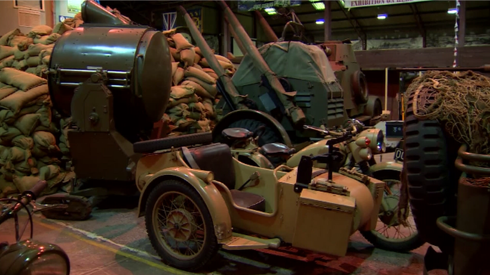 A motorcycle and side car among the items on display in The War Years Remembered exhibition