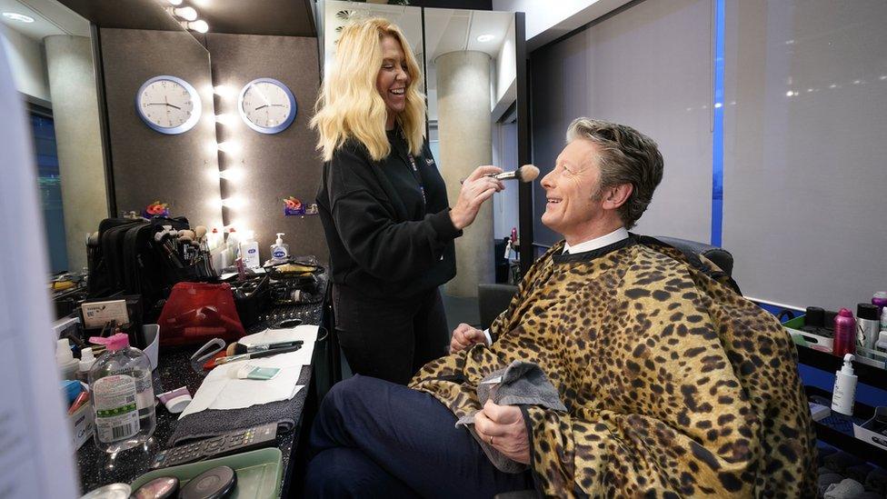 Charlie Stayt in the make-up chair