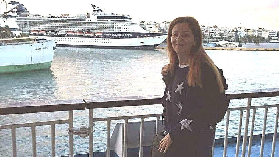 Hazar on arrival in Greece after crossing the Aegean Sea