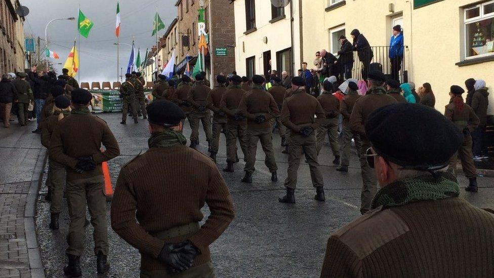 Marchers in paramilitary-style uniform paraded in Coalisland on Sunday