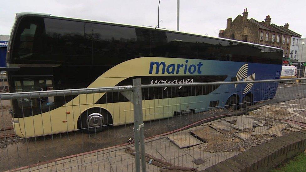 Bus in sinkhole