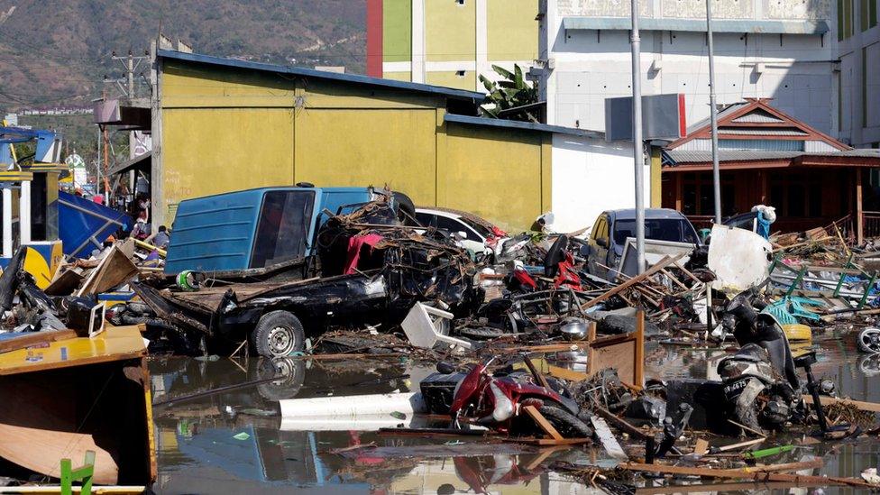 A tsunami-devastated area in Talise beach, Palu, central Sulawesi, Indonesia, 30 September 2018