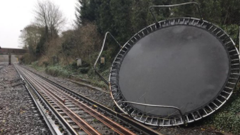 Trampoline on tracks