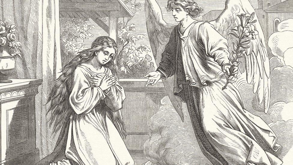 Illustration of an angel appearing to Mary