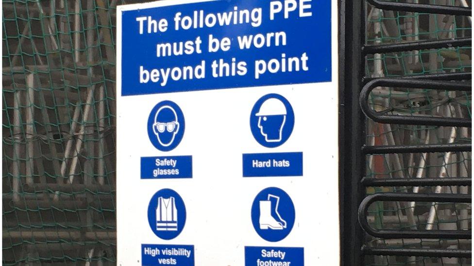 A safety sign from a building site