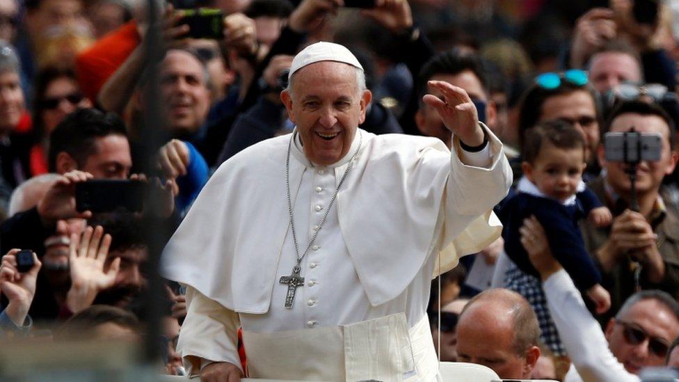 Pope meets crowd after Easter Mass in Vatican square