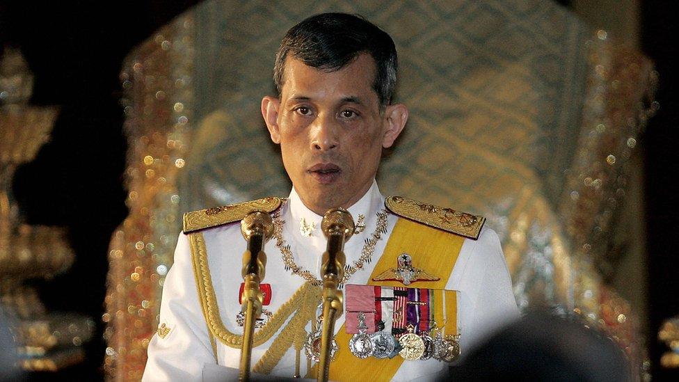 Thai King Maha Vajiralongkorn reads statements during the opening session of the parliament