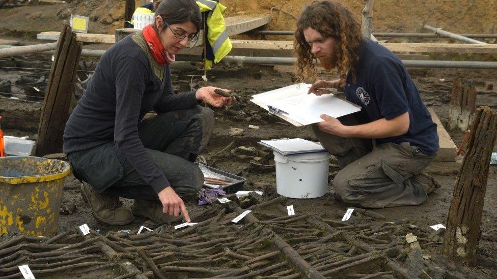 archaeologists on site