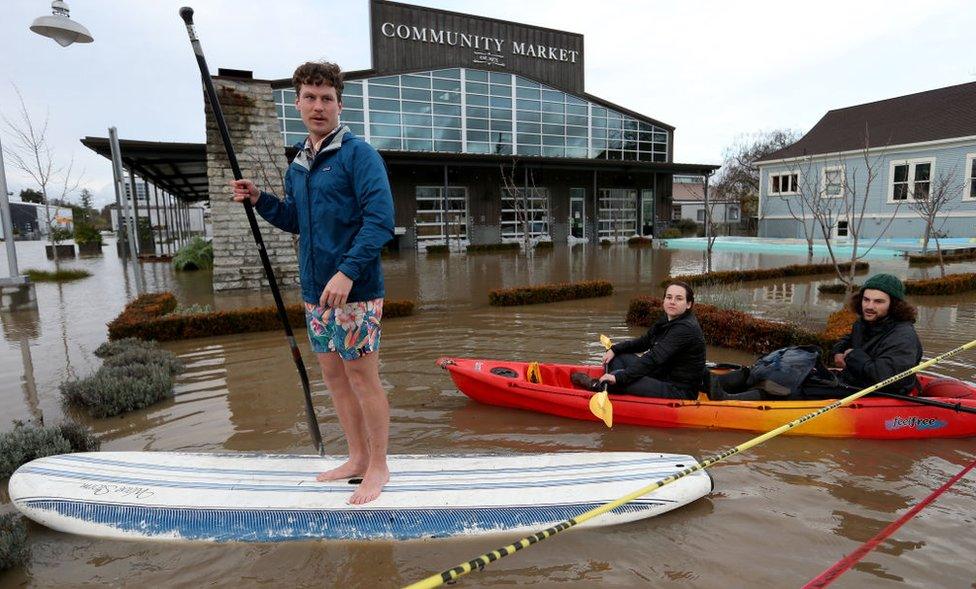 Flooding also submerged the shopping district of the nearby town of Sebastopol