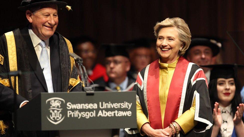 Prof Richard Davies and Hillary Clinton