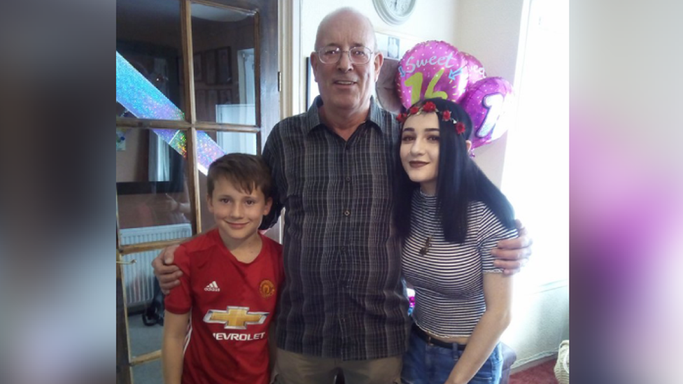 Frank with his grandchildren Cole and Shannon