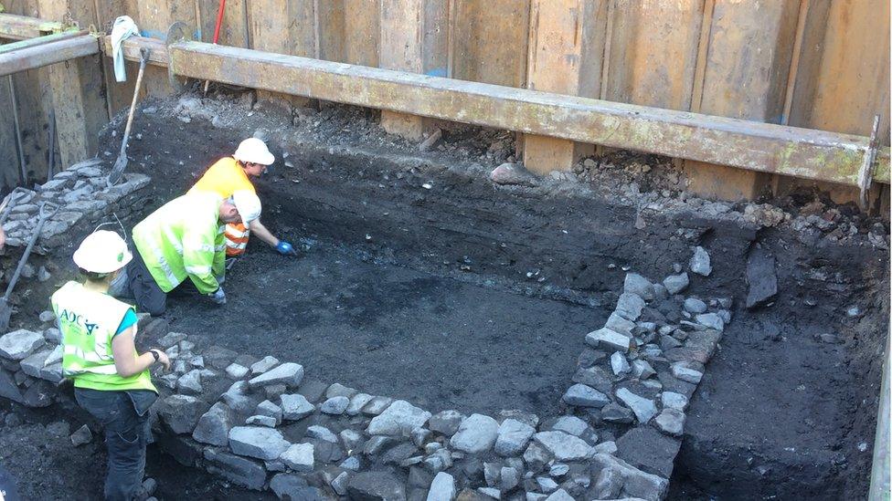 Excavation of 15th century stone building