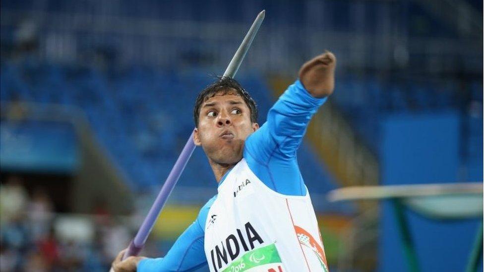 Devendra of India competes in the Men"s Javelin Throw - F46 Final on day 6 of the Rio 2016 Paralympic Games at the Olympic Stadium on September 13, 2016 in Rio de Janeiro, Brazil.