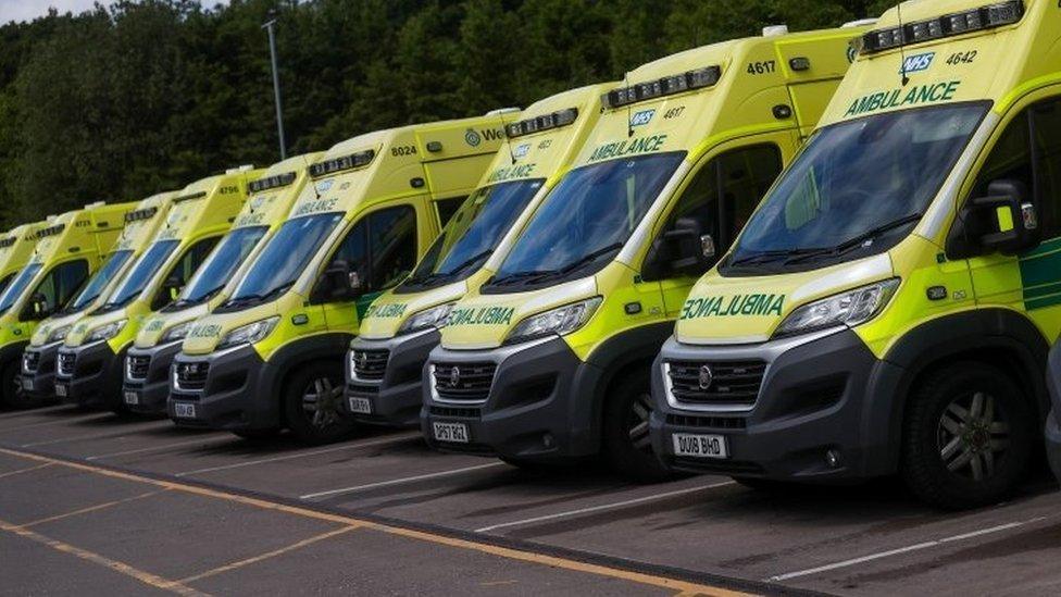 Ambulances lined up