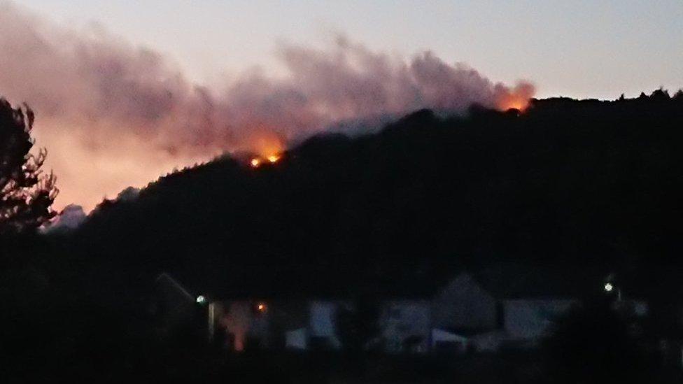 Fire over Pembrey mountain