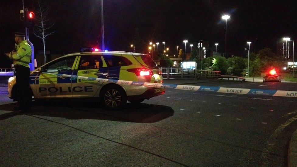 Police cordon on Junction 16 eastbound M8 slip road