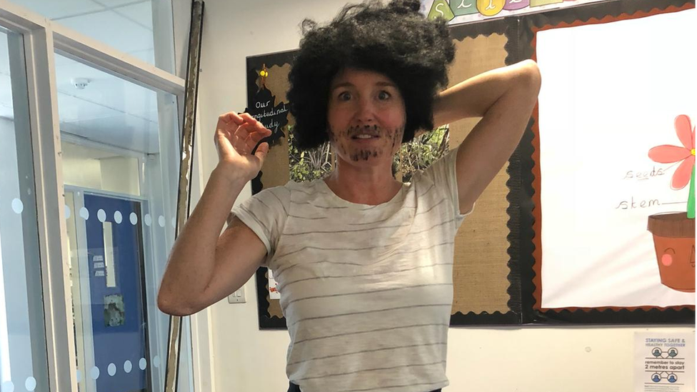 Faye Hill dressed up as Joe Wicks