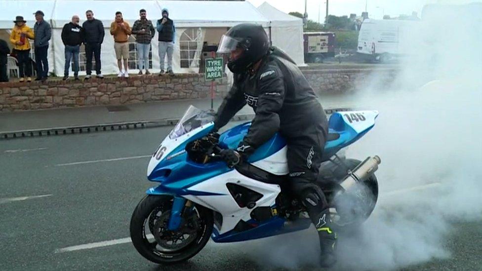 motorbike with smoke
