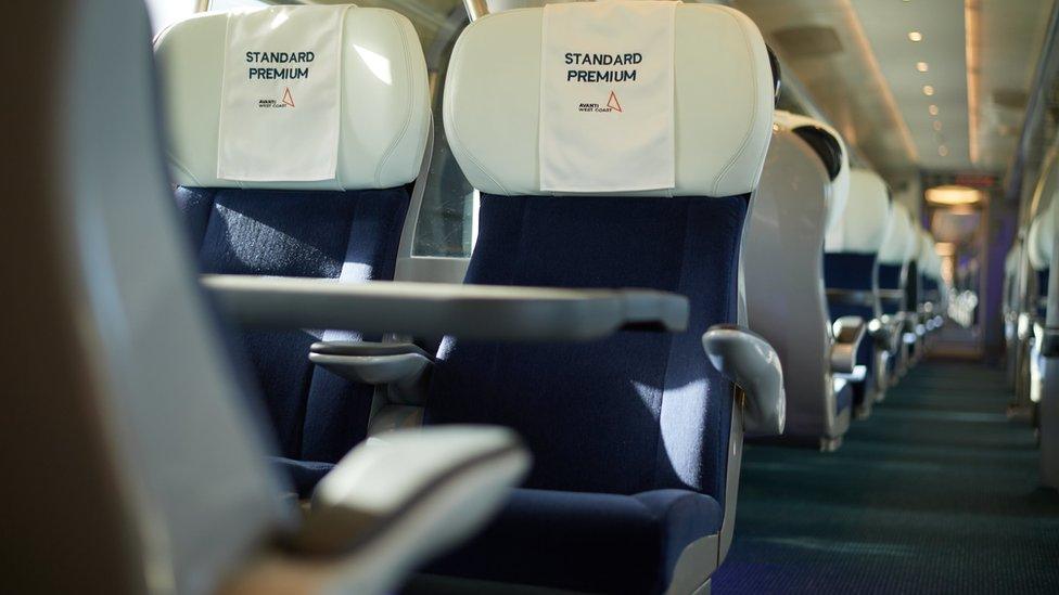 Seats on refurbished Pendolino train