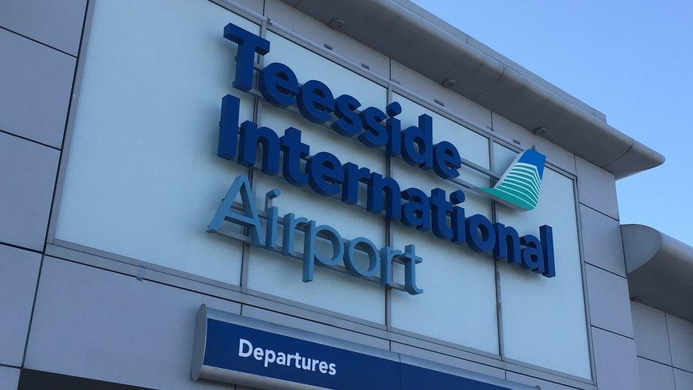 Teesside International Airport sign