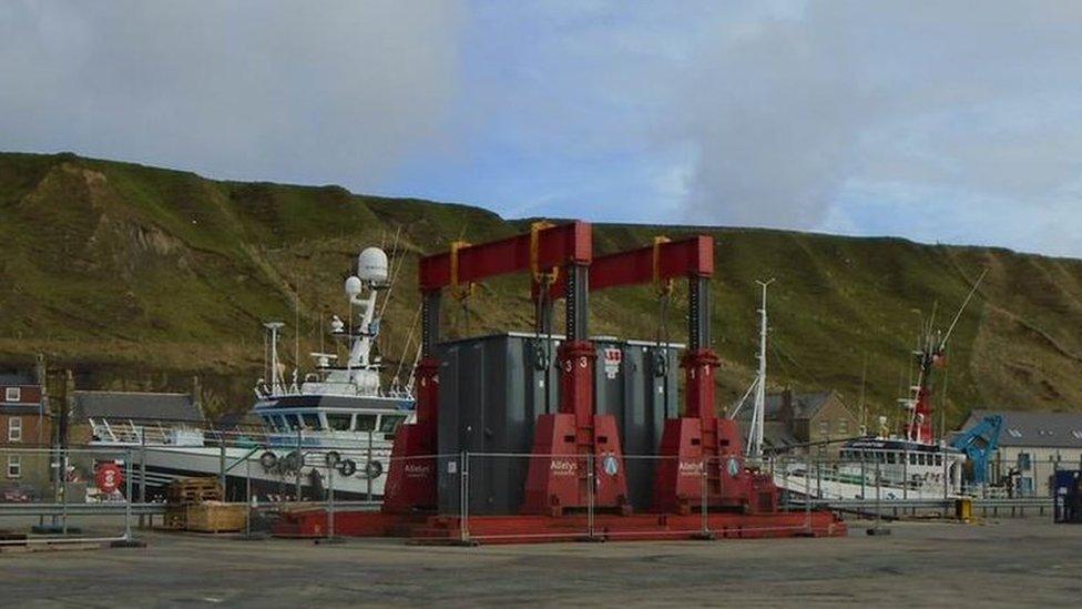 Electricity substation transformer at Scrabster