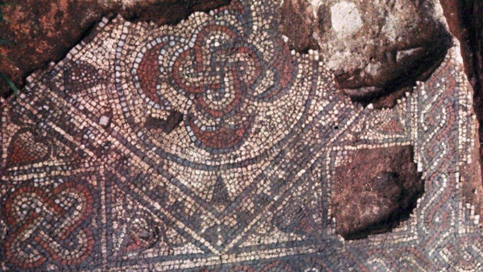 Mosaic picture from the 1950s excavation
