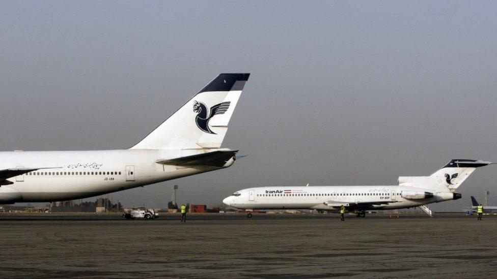 Iran Air aircraft on the tarmac at Tehran