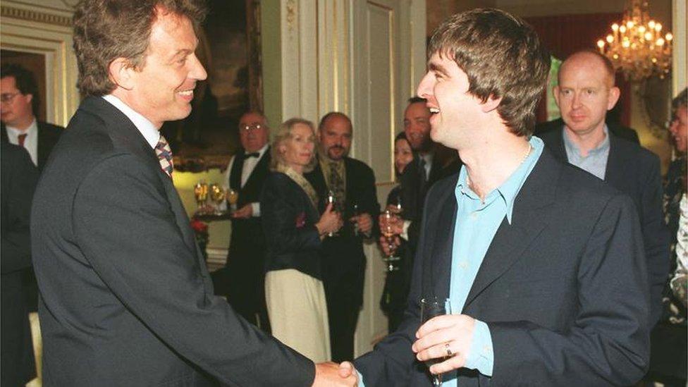 Then PM Tony Blair meets Noel Gallagher in Downing Street in 1997