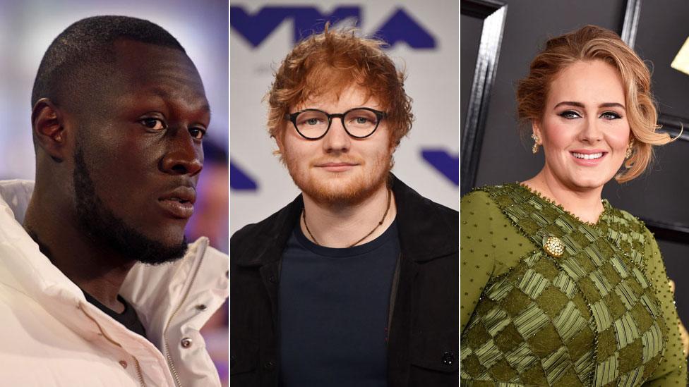 Stormzy, Ed Sheeran and Adele