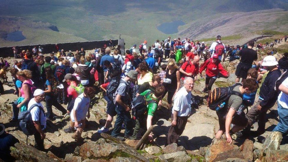 Snowdon peak on a busy day