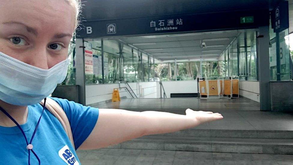 Jen Smith in front of an empty Metro station