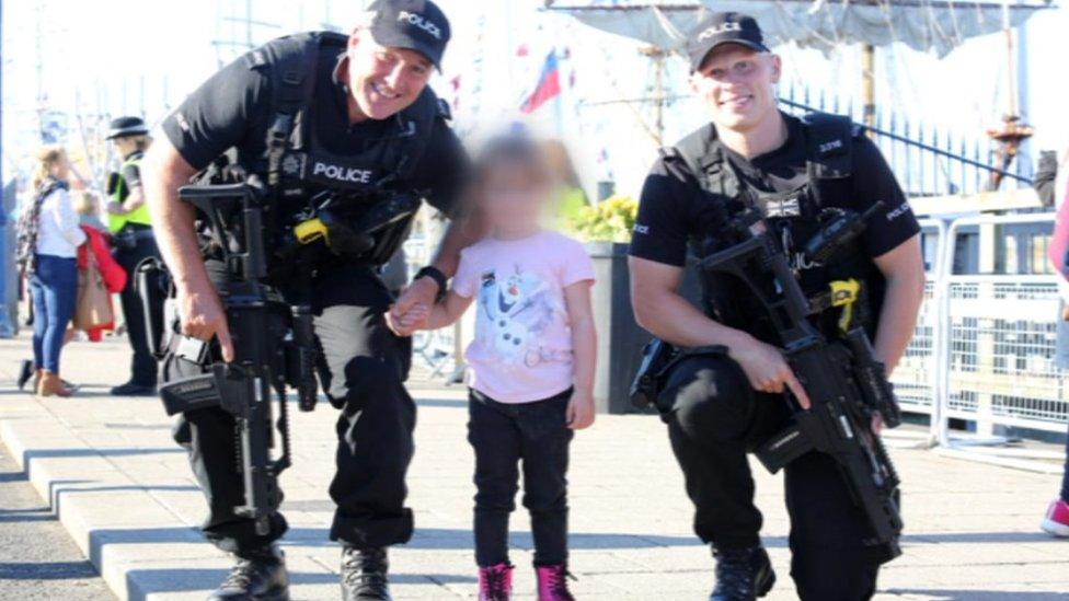 Armed officers at the Tall Ships Race