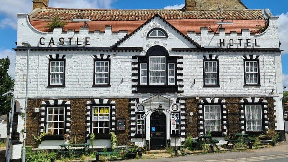 The closed-down Castle Hotel, in Downham Market