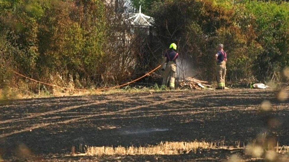 Firefighters attending a fire in Harlow, Essex