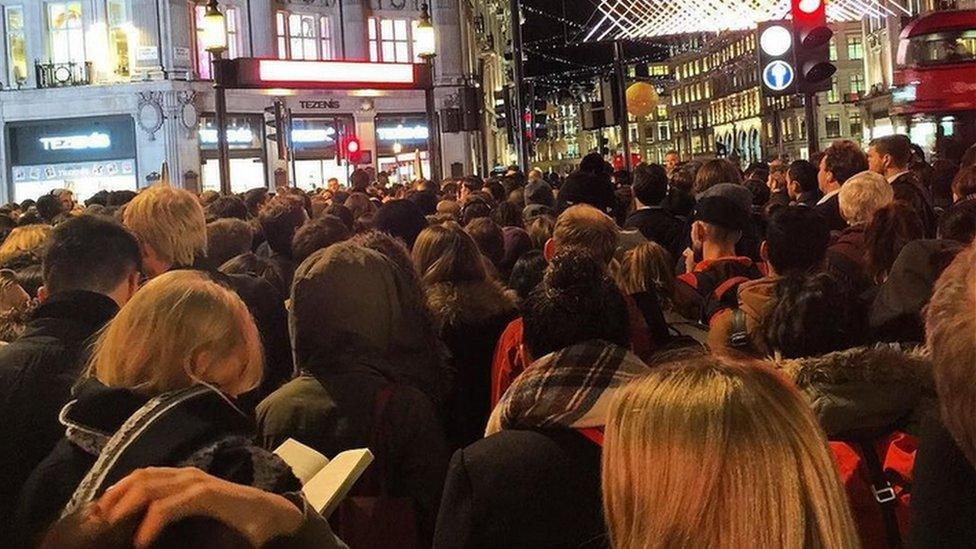 Crowds at Oxford Circus station