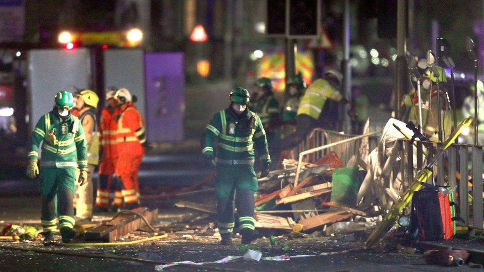 Scene after Leicester explosion