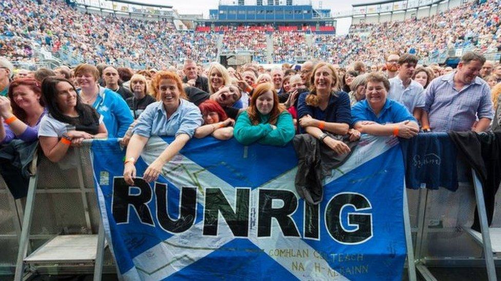 Fans wait for Runrig on concert in a sold out arena at Edinburgh Castle in 2016